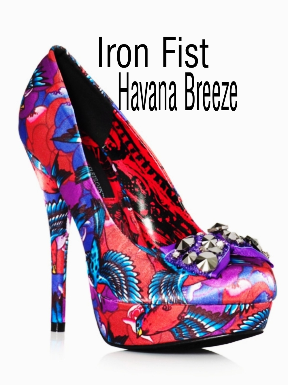 Iron Fist Just Fabulous Collab Spiked Satin Havana Breeze Floral Platform Heels